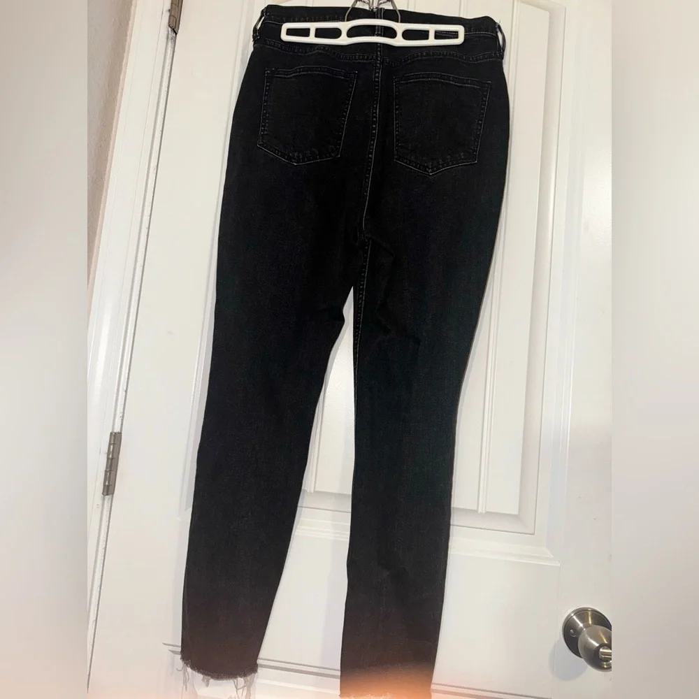Free People Womens Curvy 29 Black Stretch Denim High Rise Skinny Button Fly Jean